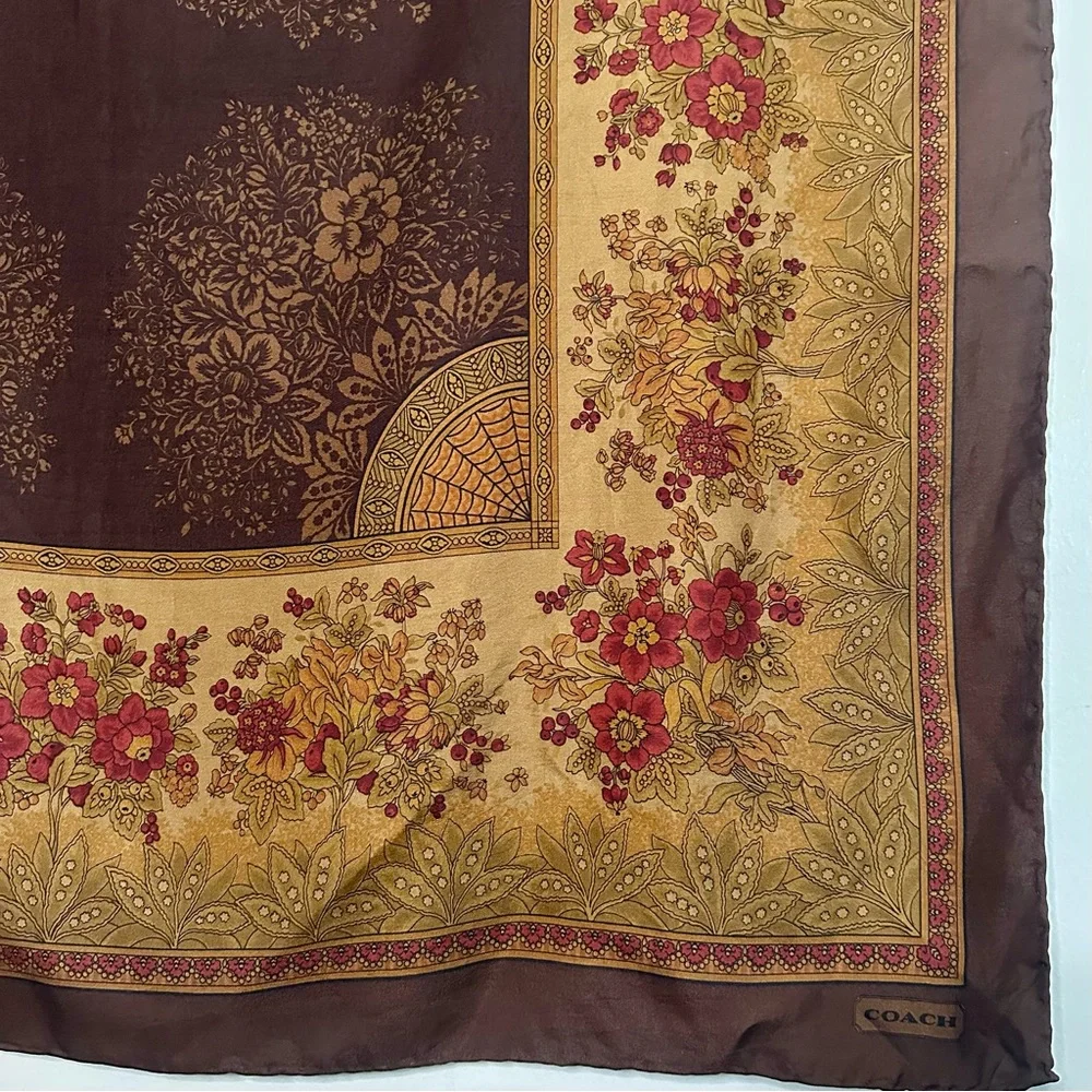 Vintage COACH Silk Floral Large Square Scarf - Picture 4 of 9